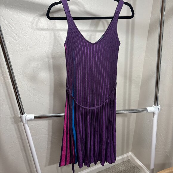 Ava Purple Pleated Knit Colorblock Tank Dress – Women’s - Picture 5 of 6